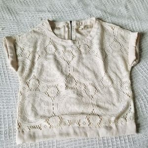 NWOT Rewind Cream Blouse with Lace